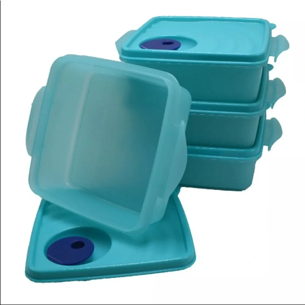 Tupperware Crystalwave “Goody Box” Vented with Cariolier Handle set of 4 NEW